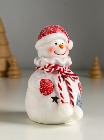 Фигурка светящаяся «Снеговик в шубке с помпонами»