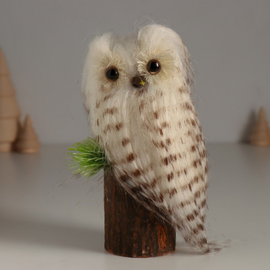 Фигурка «Пушистик. Совушка белая на пеньке»