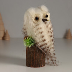 Фигурка «Пушистик. Совушка белая на пеньке» - Фото 2