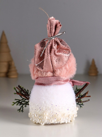 Фигурка «Снеговичок в розовом колпаке в бусинках»
