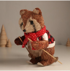 Фигурка новогодняя «Енот на лыжах» - Фото 4