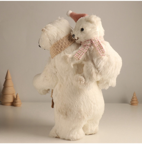 Фигурка новогодняя «Папа мишка с медвежонком на плечах»