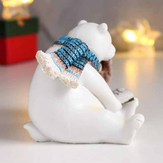 Фигурка «Белый мишка с малышом читают книжку»