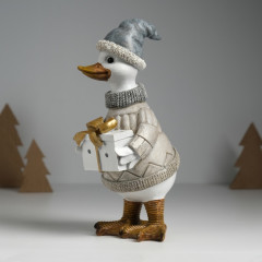 Фигурка «Гусь в бежевом свитере, с подарком» - Фото 2