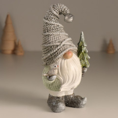 Фигурка «Дед Мороз в колпаке с бубенчиком, с ёлкой и птицей» - Фото 1