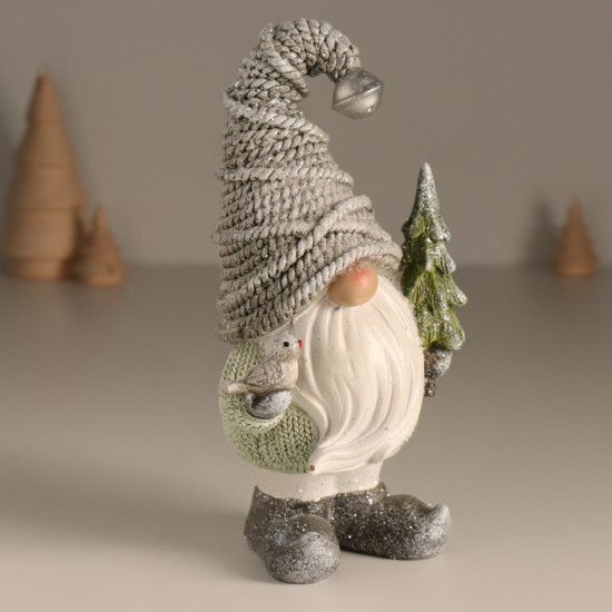 Фигурка «Дед Мороз в колпаке с бубенчиком, с ёлкой и птицей»