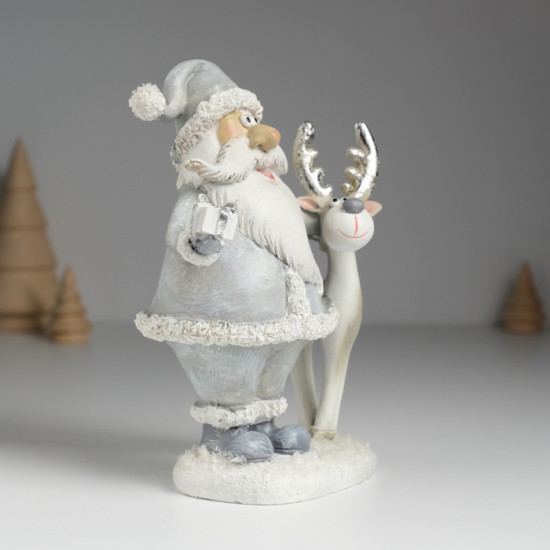 Фигурка «Дед Мороз в серой шубе с серым оленем»
