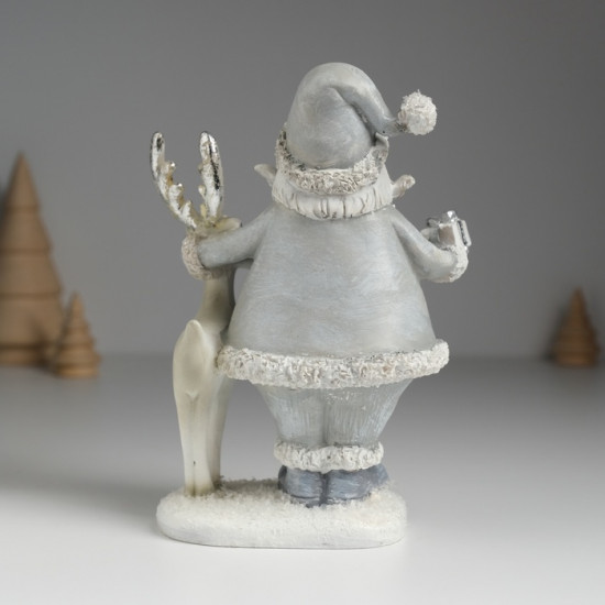 Фигурка «Дед Мороз в серой шубе с серым оленем»