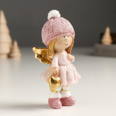 Фигурка «Малышка-ангел в розовом, с золотым сердцем» - Фото 1