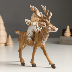 Фигурка «Малышка-ангел в сером наряде, верхом на олене» - Фото 4