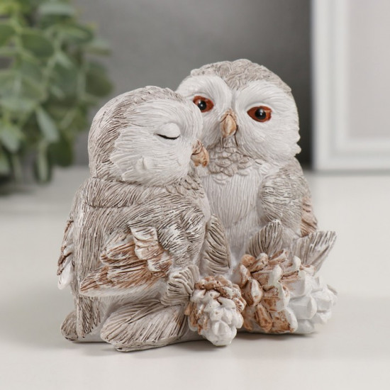 Фигурка «Нежные совушки с букетом шишек»