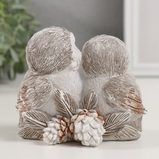 Фигурка «Нежные совушки с букетом шишек»