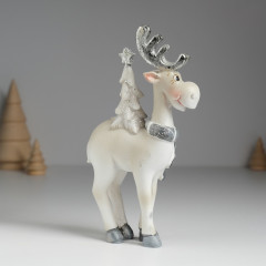 Фигурка «Олень с серебристыми рогами, с белой ёлкой на спине» - Фото 2
