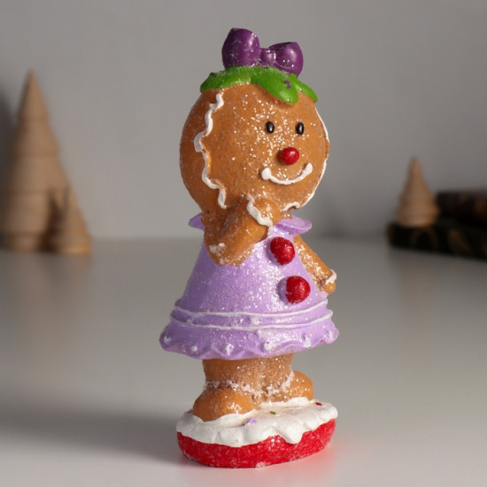 Фигурка «Пряничка в сиреневом платье с бантиком»