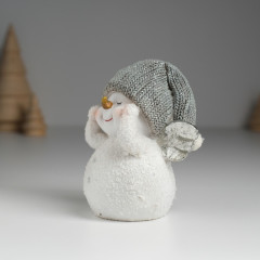 Фигурка «Снеговик белый с серебристыми крыльями в вязанном колпаке» - Фото 2