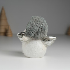 Фигурка «Снеговик белый с серебристыми крыльями в вязанном колпаке» - Фото 3