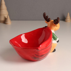 Фигурка-подставка для мелочей «Лось в зелёной шубе с большим красным мешком» - Фото 3