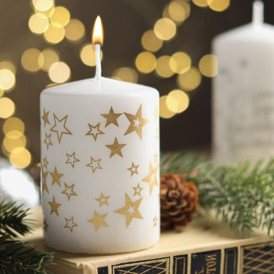 Свеча-цилиндр с узорами «Звезды»