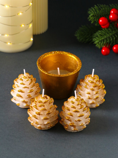 Набор свечей «Шишки и подсвечник»