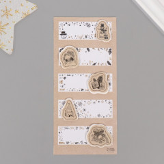 Набор наклеек с объёмным элементом «Снеговик и ели» - Фото 3