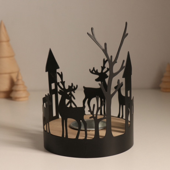 Подсвечник на 1 свечу «Домики и олени»