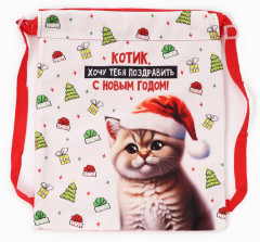 Рюкзак-мешок детский «Котик в шапке» - Фото 2