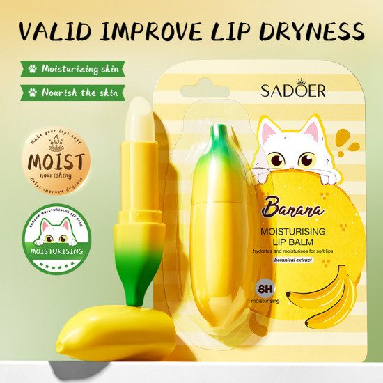 Увлажняющий питательный бальзам для губ с экстрактом банана, коллагеном и гиалуроновой кислотой