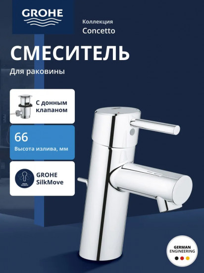 Смеситель для раковины с донным клапаном
