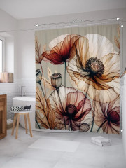 Штора для ванной «Пастельные маки» - Фото 1