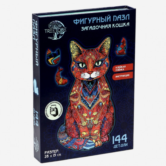 Деревянный пазл «Кот Мандала»