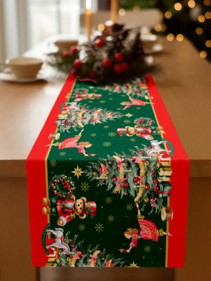 Скатерть-дорожка «Christmas tale green»