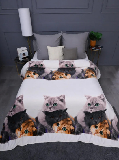 Плед «Котики на белом»