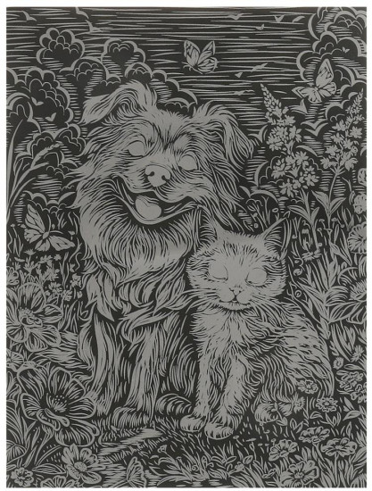 Скретчинг гравюра «Пёс и кот»