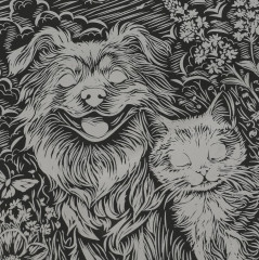 Скретчинг гравюра «Пёс и кот» - Фото 3