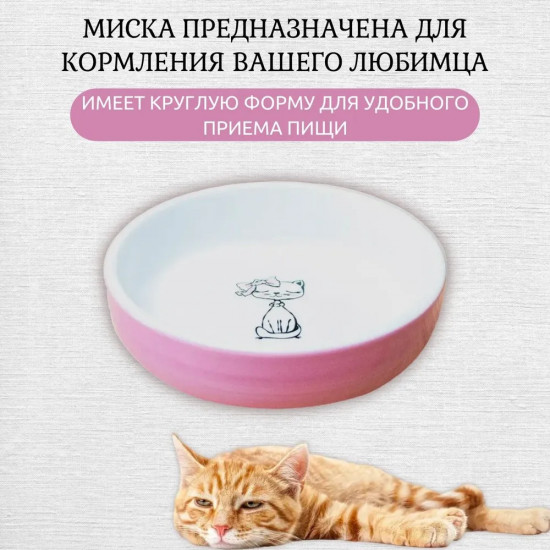 Миска для кошек «Кошка с бантиком»