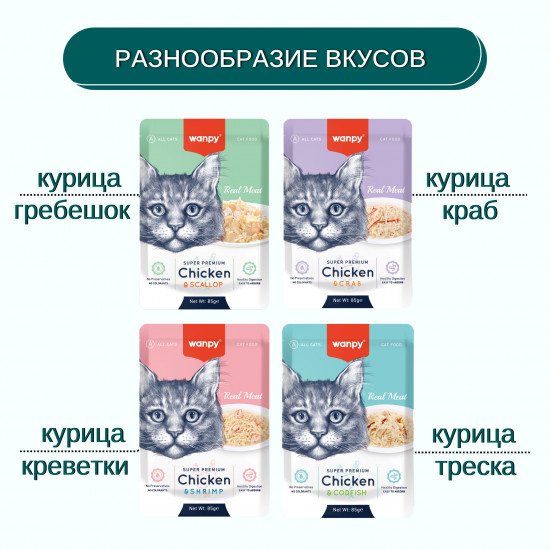 Пауч для кошек из курицы и трески