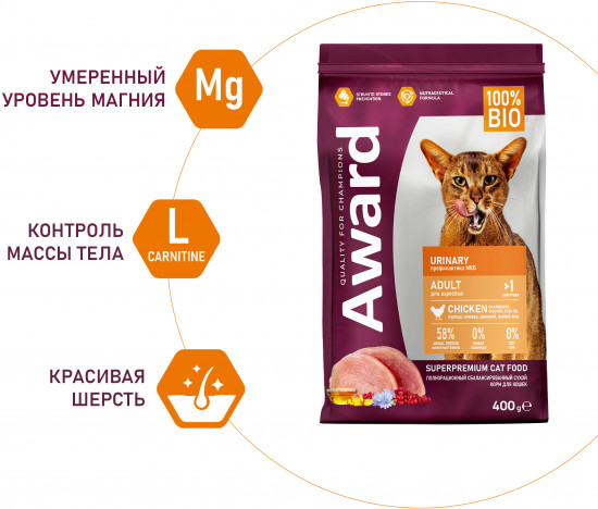 Корм для кошек для профилактики мочекаменной болезни с курицей «Urinary»