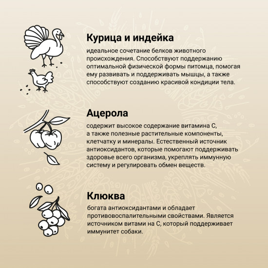 Корм для взрослых собак миниатюрных и мелких пород из курицы и индейки «Natura»