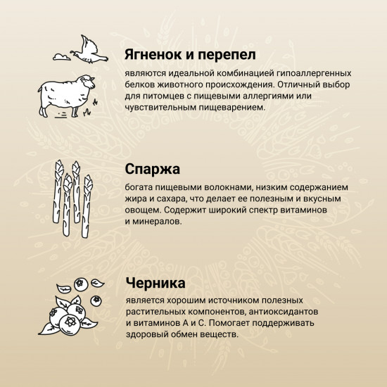 Корм для взрослых собак средних и крупных пород из ягнёнка с перепелкой «Natura»
