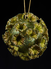 Ёлочная игрушка «Шар с цветами и глиттером» - Фото 1