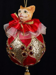 Ёлочная игрушка «Кот на шаре с кисточкой» - Фото 4