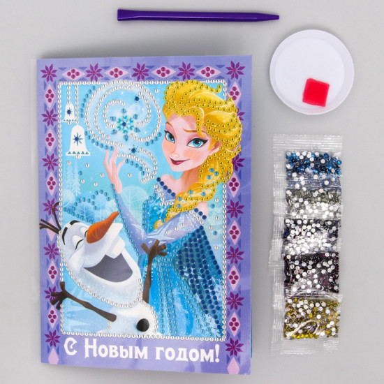 Мозаика алмазная для детей на открытке «Холодное сердце»