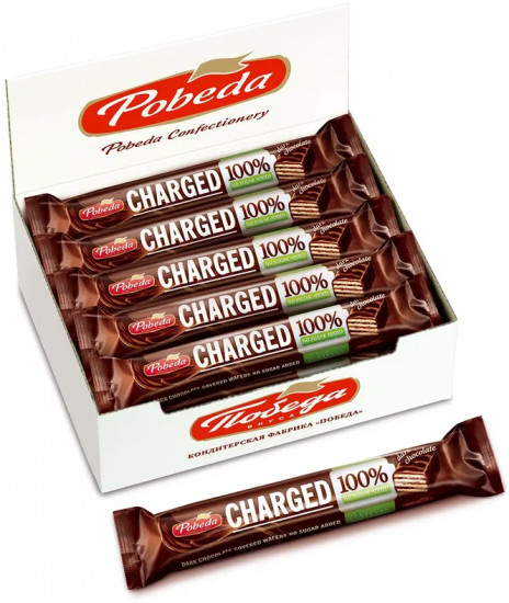 Батончик вафельный в горьком шоколаде без сахара «Charged»