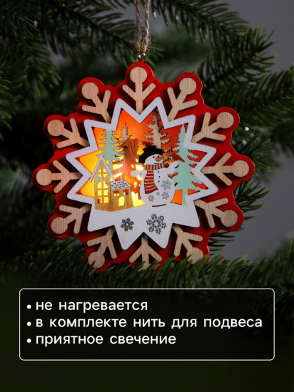 Игрушка ёлочная «Снежинка со снеговиком»