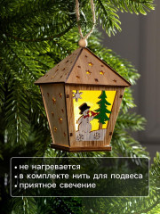 Игрушка ёлочная «Фонарь со снеговиком» - Фото 2