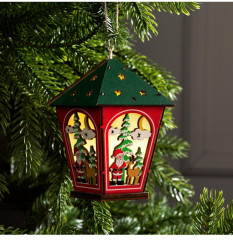 Игрушка ёлочная «Фонарь с Дедом Морозом» - Фото 3