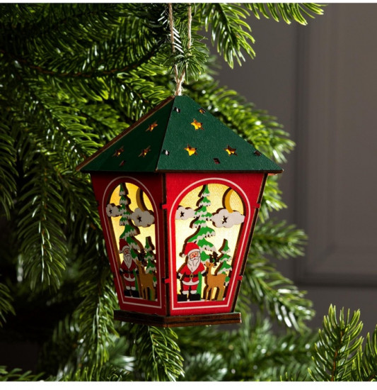 Игрушка ёлочная «Фонарь с Дедом Морозом»