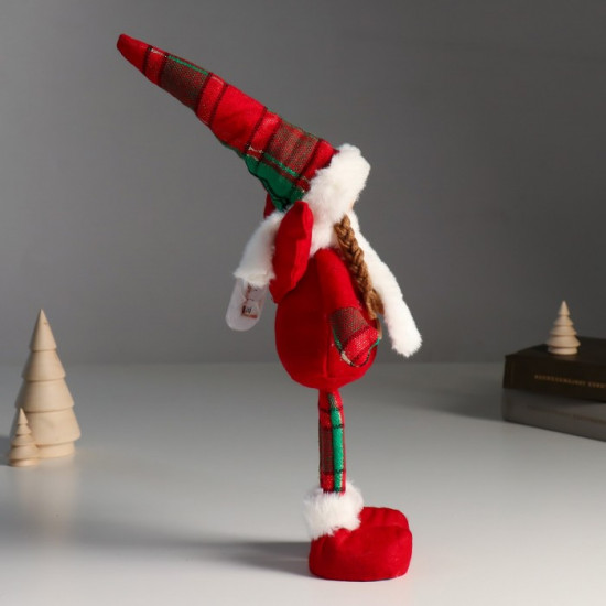 Кукла интерьерная текстильная «Ангелочек в красном наряде, клетчатый колпак»