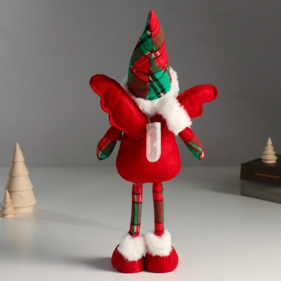 Кукла интерьерная текстильная «Ангелочек в красном наряде, клетчатый колпак»