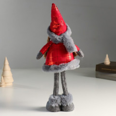 Кукла интерьерная текстильная «Ангелочек в красном платье с мехом» - Фото 2